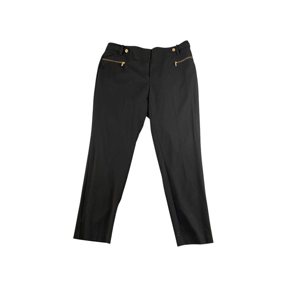 Calvin Klein Black Ankle Pants Gold Zip‎ Detail Women Size 12